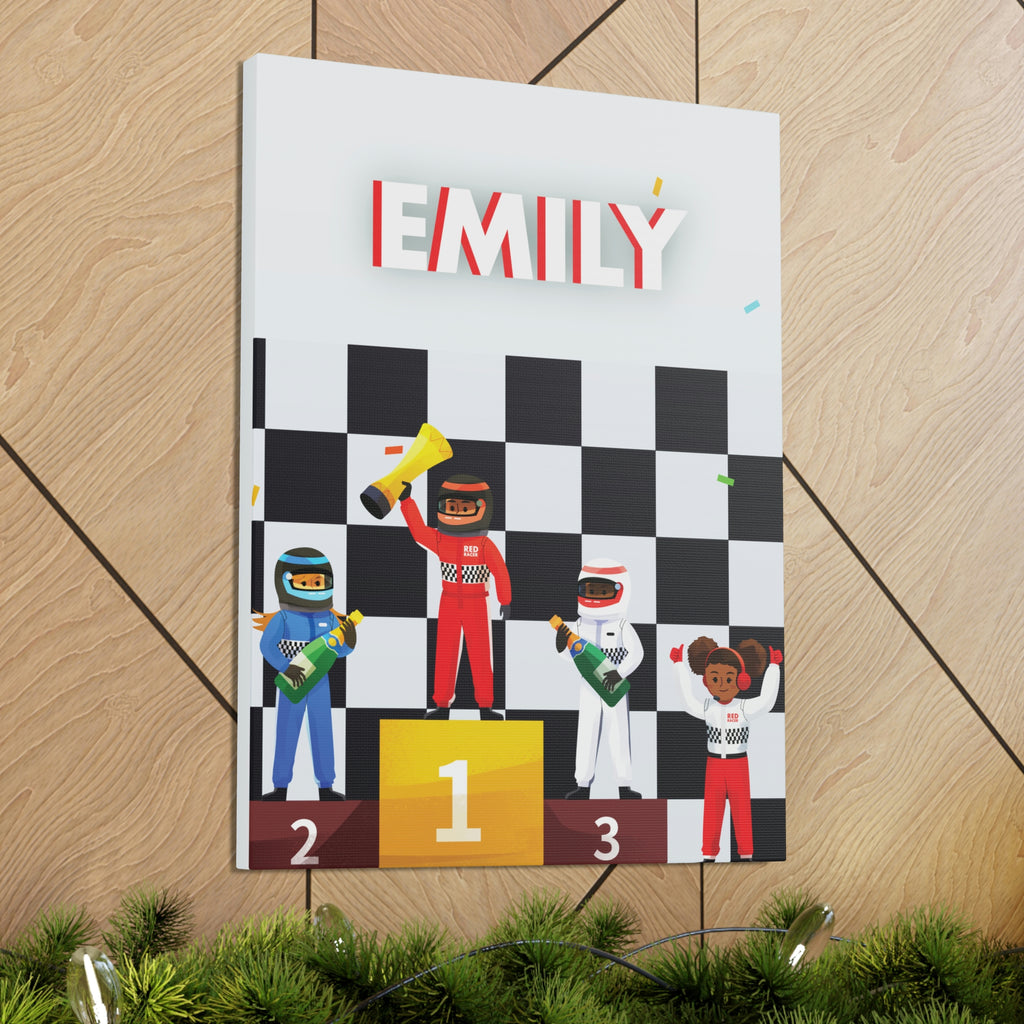 Custom Red Racer Canvas Gallery Wrap: Podium Background 18x24"