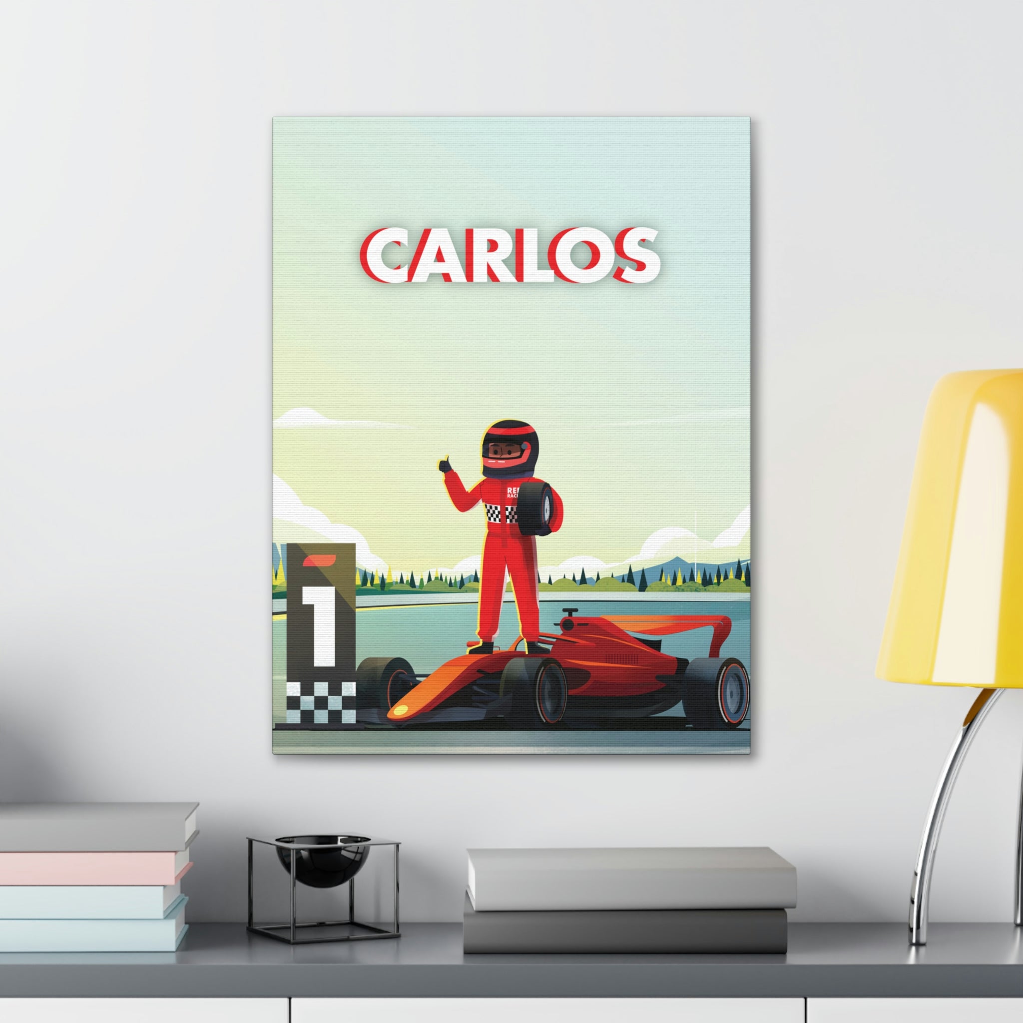 Custom Red Racer Canvas Gallery Wrap: Red Racer Background 18x24"
